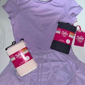 Justice Shimmer Footless Tights in Pale Pink and White